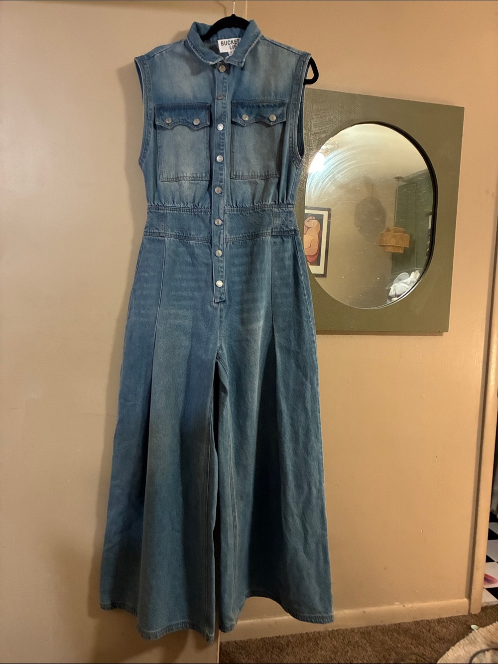 BUCKETLIST Blue Denim Wide-Leg Jumpsuit